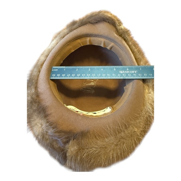 VTG Mr. John Jr. 100% Wool Excello Fedora Luxe Mink Fur Trim Hat Camel /Brown OS - Picture 11 of 12
